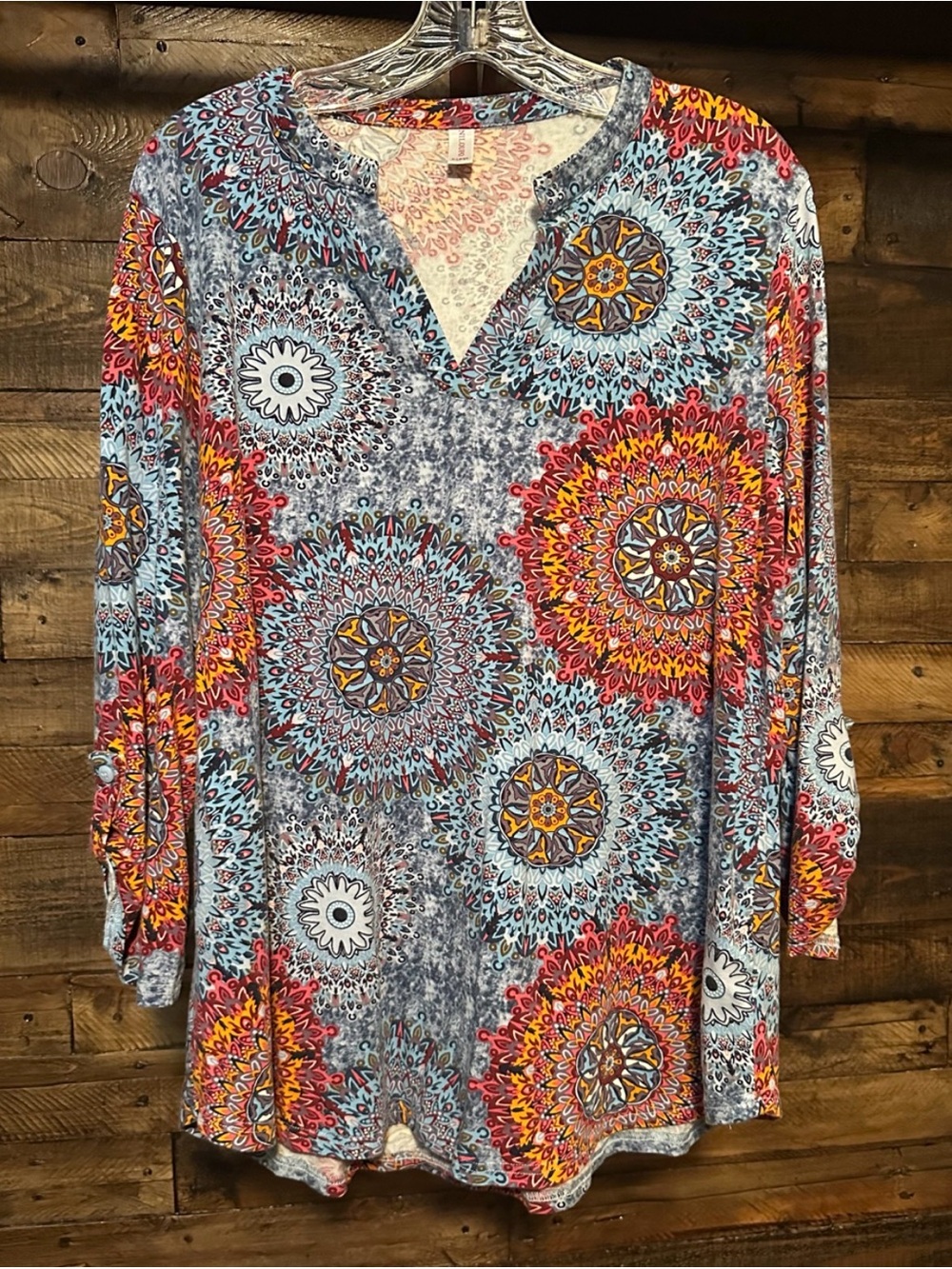 NILOUFO Boho Mandala Floral Tunic Top
